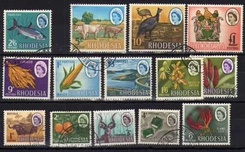 RHODESIA 1966 DEFINITIVE SET OF 14 VFU. SACC 131-144. CAT R330.