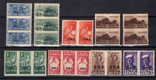 SOUTH WEST AFRICA 1943-44 SMALL WARS SET 9 UNITS LMM. SACC 149-157. CAT R726.