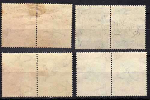 SOUTH WEST AFRICA 1935-36 "VOORTREKKER MEM FUND" SET OF 4 PAIRS USED. SACC 119-122. CAT R740.
