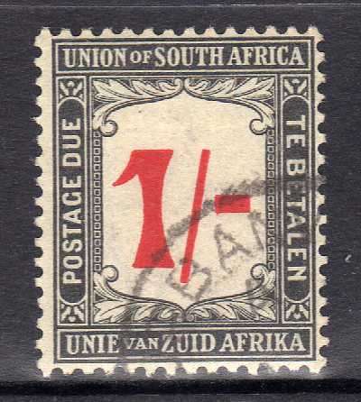 SOUTH AFRICA 1914-22 POSTAGE DUE 1/- VERY FINE USED. SACC D7. CAT R3000. (SACC 2019/20)