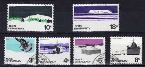 ROSS DEPENDENCY 1972 DEFINITIVE SET OF 6 VFU. SG 9a-14a. CAT 9,60 POUNDS.