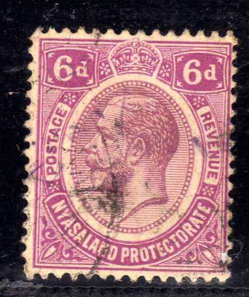 NYASALAND 1913 6d DULL AND BRIGHT PURPLE FINE USED. SG 92. CAT 10 POUNDS. (2018)