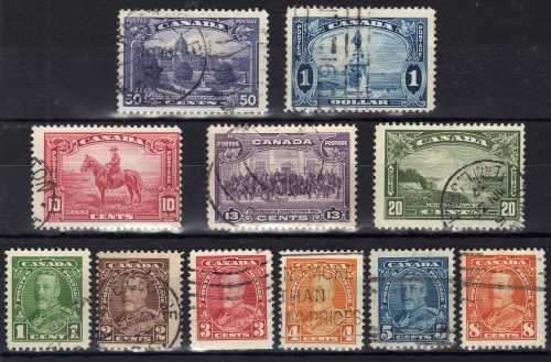 CANADA 1935 DEFIN SET OF 11 FINE - VERY FINE USED. SG 341-351. CAT £26. (2018)