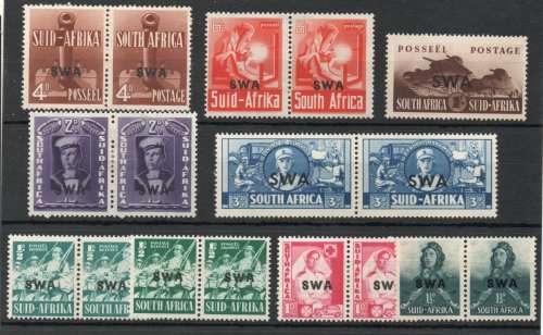 SOUTH WEST AFRICA 1941-2 LARGE WARS SET 8 UNITS PLUS ½d SHADE LMM. SACC 141-148 and 141a. CAT R701.