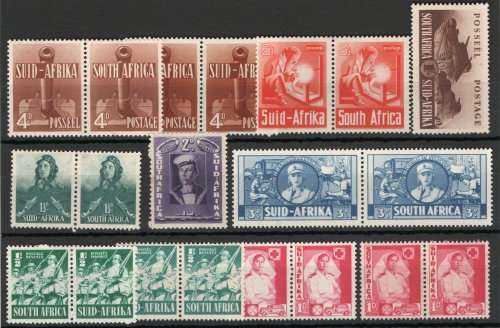 SOUTH AFRICA 1941-42 LARGE WARS SET OF 8 UNITS PLUS 3 SHADES LMM. SACC 87-94 and SHADES. CAT R1800.