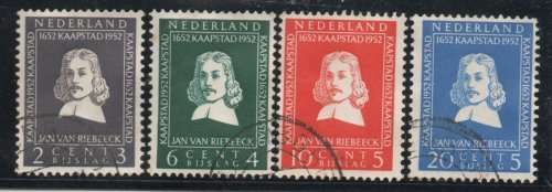 NETHERLANDS 1952 VAN RIEBEECK SET OF 4 VFU. SG 744-7. CAT £25.50 (2013)