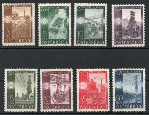 Austria 1947 Vienna Fair Fund set of 8 mounted mint. SG 1009-16. Cat £4. (2013)