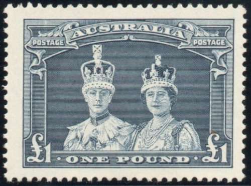 Australia 1937-49 Definitive £1 bluish slate lightly mounted mint. SG 178. Cat £70 (2022)