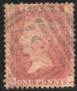 Great Britain 1858-79 1d red plate 121 fine used. SG 43. Cat £11 (2018)
