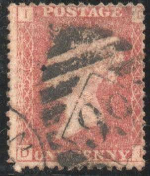 Great Britain 1858-79 1d red plate 203 good used. SG 43. Cat £20 (2018)
