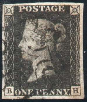 Great Britain 1840 1d black with 4 clear margins small thin to left but otherwise very fine used.