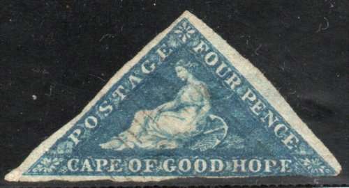 Cape of Good Hope 1855-1863 4d deep blue Triangle fine used. SACC 6. Cat R1300 (2019-20)