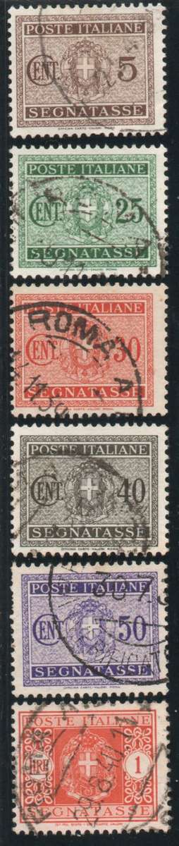 Italy 1945 Postage Due part set of 6 very fine used. SG D630, D633-D636 and D685. Cat £6,60 (2013)