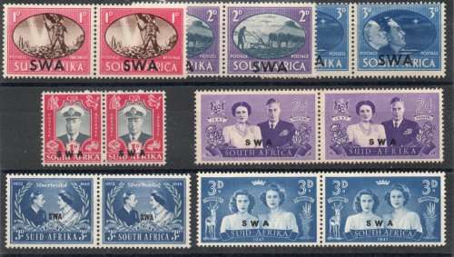 South West Africa 1945-48 unmounted mint stamps issued. SACC 159-165. Cat R45 (2019-20)