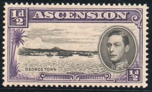 Ascension 1938 KGVI Defin ½d black and violet perf 13½ mounted mint. SG 38. Cat £8 (2022)