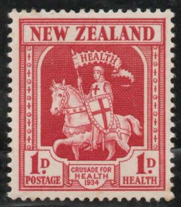 New Zealand 1934 `Health Stamp` Crusader 1d + 1d carmine lmm. SG 555. Cat £12 (2022)