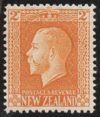 New Zealand 1915 KGV Defin 2d yellow perf 14 x 13½ lightly mounted mint. SG 418. Cat £7,50 (2022)
