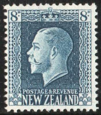 New Zealand 1915 KGV Definitive 8d blue perf 14 x 14½ mint no gum. SG 427a. Cat £8,50 (2022)
