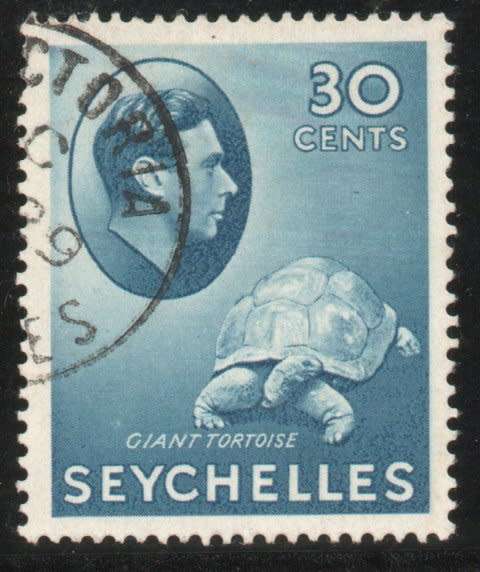 Seychelles 1938-49 KGVI definitive 30c blue very fine used. SG 142ab. Cat £6,50 (2022)