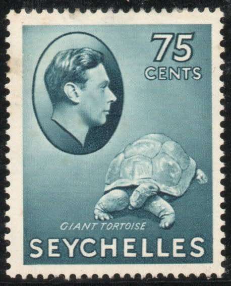 Seychelles 1938-49 KGVI definitive 75c blue mounted mint. SG 145. Cat £85 (2022)