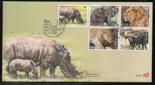 South Africa 2014 Big Five set of 5 on FDC 8.64. SACC 2262. Cat R220 (2023-25)