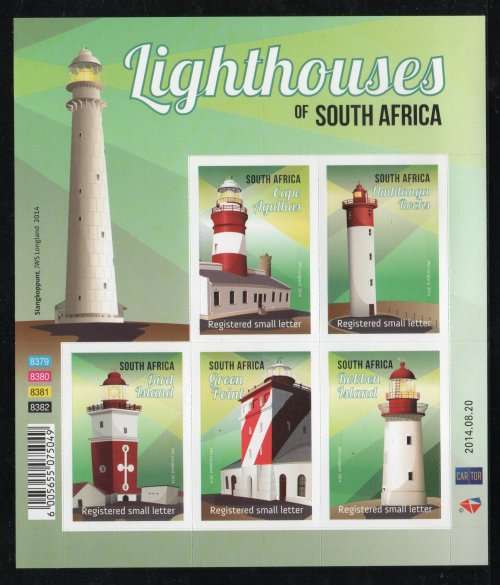 South Africa 2014 Lighthouses of SA sheetlet of 10 unmounted mint. SACC 2270. Cat R950 (2023-25)