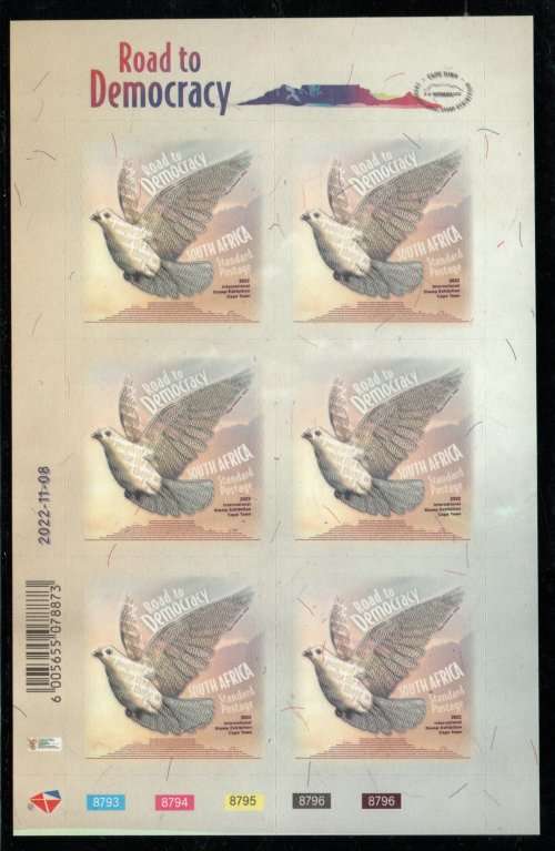 South Africa 2022 Road to Democracy mini sheet of 6 unmounted mint.