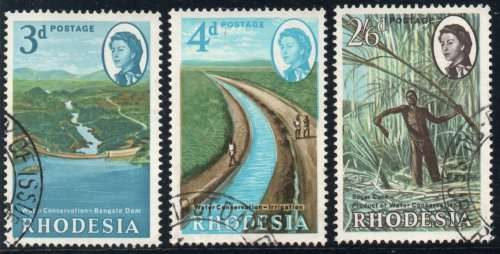 Rhodesia 1965 Water Conservation set of 3 very fine used. SACC 111-113. Cat R79 (2023-25)