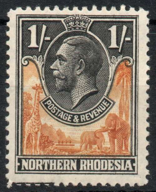 Northern Rhodesia 1925-29 KGV Definitive 1/- lightly mounted mint. SACC 10. Cat R45 (2023-25)