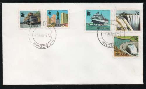 Rhodesia 1973 set of 5 Additional values on commercial FDC. SACC 199-208. Cat R300 (2023-25)