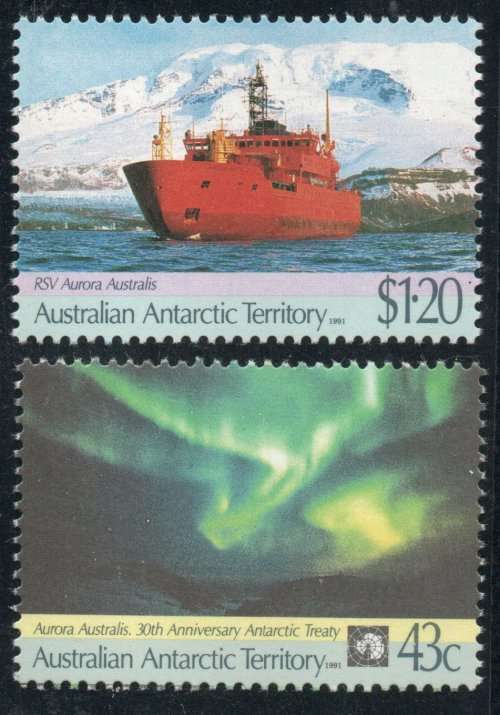 Australian Antarctic Territory 1991 Aurora Australis & Ship set of 2 umm. SG 88-89. Cat £4,85 (2018)