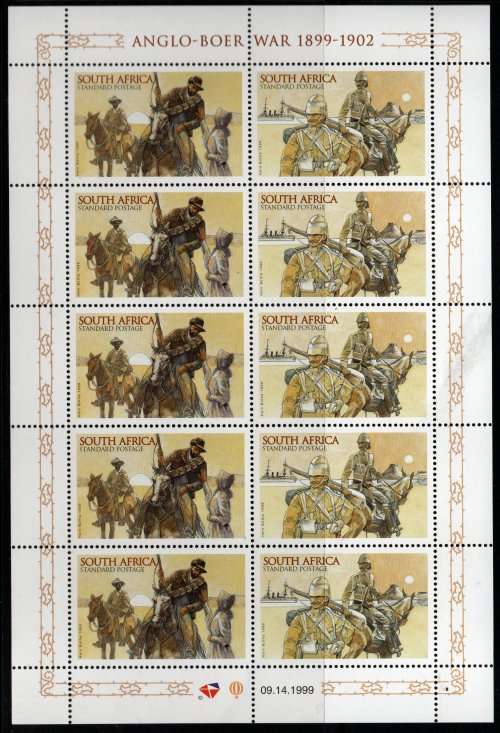 South Africa 1999 Anglo-Boer War Commemoration sheet of 5 pairs umm SACC 1247-48. Cat R250 (2023-25)