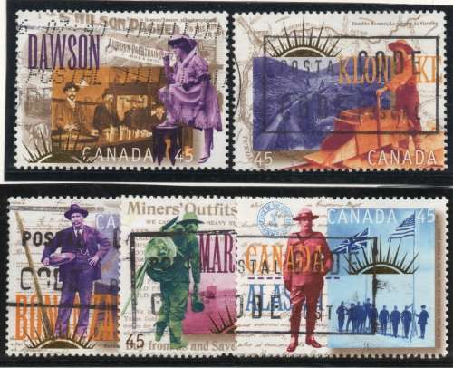 Canada 1996 Centenary of Yukon Gold Rush set of 5 very fine used.  SG 1685-89. Cat £5 (2013)