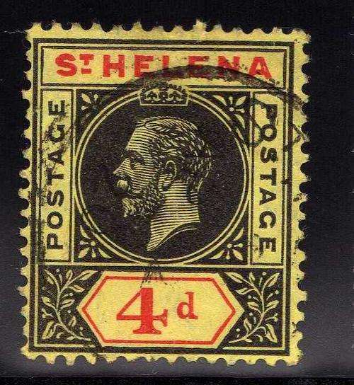 St. Helena 1913 Definitive 4d VFU. SG 85. CV 2,75 pounds.