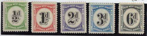 SWA 1931 POSTAGE DUE SET OF 5 LMM. SACC 46 - 50. CV R150