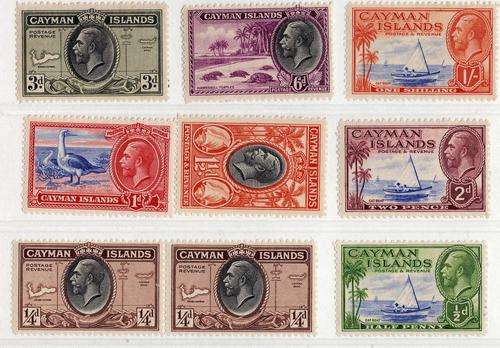 CAYMAN ISLANDS 1935 DEFINITIVE LMM SG 96-104. (1/4d - 1/-) CV 31,5 POUNDS