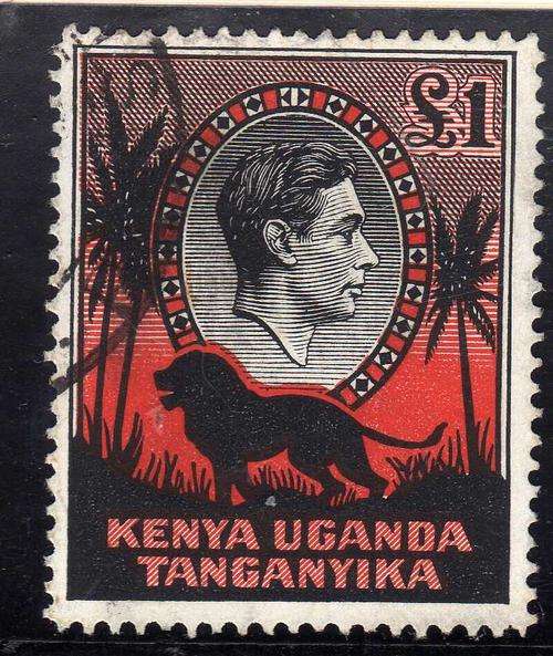 KENYA UGANDA & TANGANYIKA 1938 DEFINITIVE 1 POUND PERF 14 VFU SG 150a
