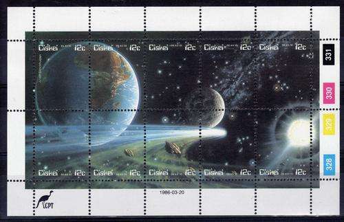 CISKEI 1986 HALLEY'S COMET U.M.M.SHEETLET OF 10. SACC 87-96