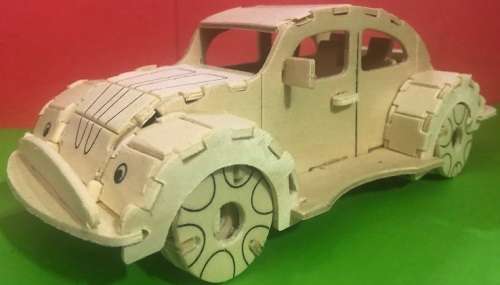 Wooden Volkswagen Beetle model