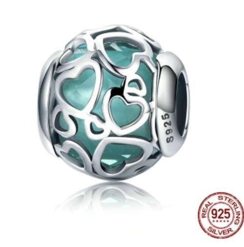 S925 Encased in Love Turquoise Charm Bead fits Pandora Snake Chain Bracelet