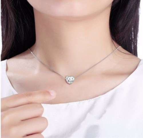 Love Script Sparkle Heart Charm fits Pandora Snake Chain Bracelet