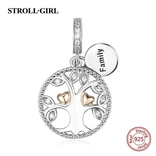 S295 Family Tree Dangle Charm fits Pandora Snake Chain Bracelet