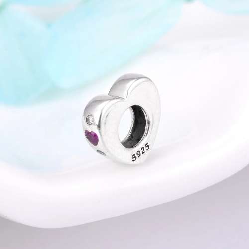 S925 Sterling Silver Heart Shaped Spacer Charm fits Pandora Bracelets