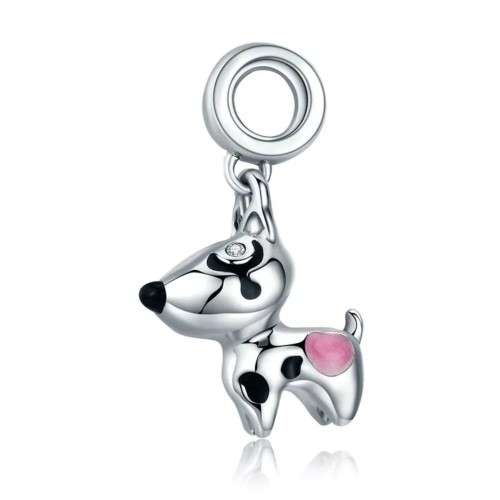 Silver Puppy Dog Dangle Charm, fits Pandora Bracelets