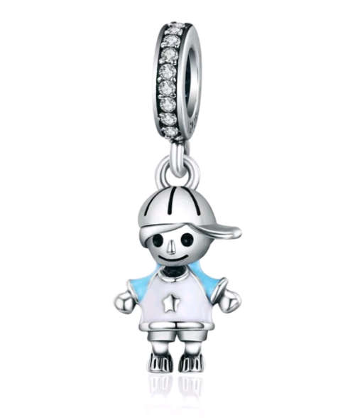 S295 Cute Boy Dangle Charm fits Pandora Snake Chain Bracelet