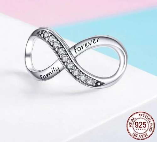 S295 Family Forever Infinity Charm fits Pandora Snake Chain Bracelet