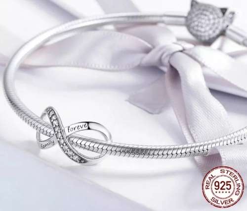 S295 Family Forever Infinity Charm fits Pandora Snake Chain Bracelet