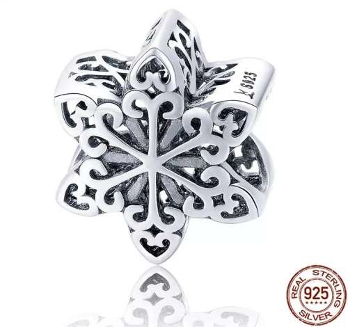S925 Openwork Snow Flake Charm fits Pandora Bracelets