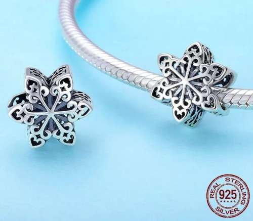 S925 Openwork Snow Flake Charm fits Pandora Bracelets