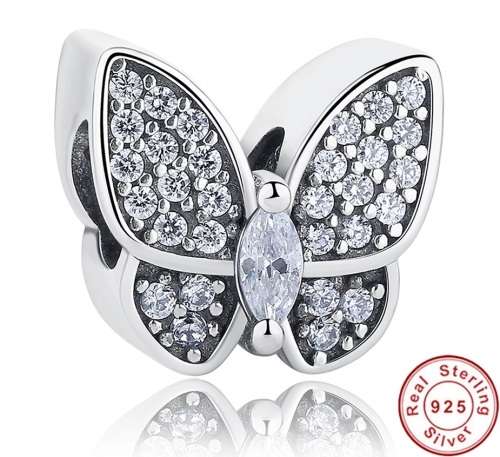 S925 Butterfly Shaped Charm fits Pandora Snake Chain Bracelet
